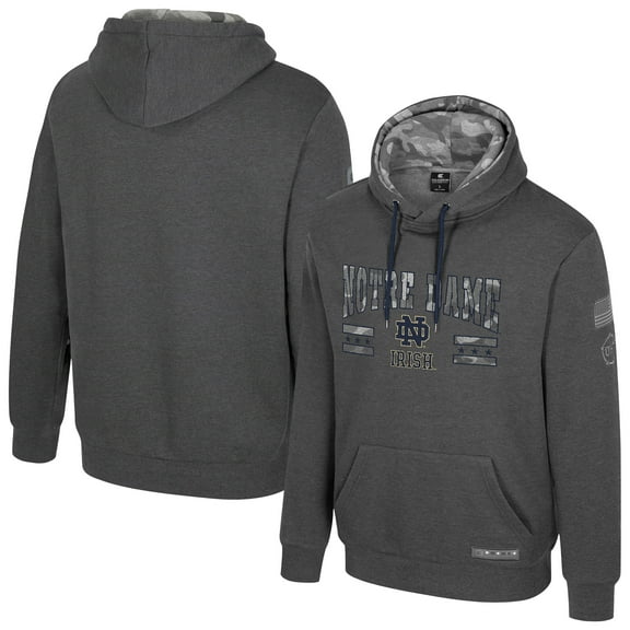 Men's Colosseum  Heather Charcoal Notre Dame Fighting Irish Operation Hat Trick Squad Hoodie