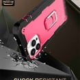thumbnail image 7 of Dteck Back Case For Apple iPhone 13 Pro Max, Ring Stand Shockproof Hybrid Hard PC Soft Silicone Bumper Heavy Duty Shockproof Three Layer Drop Protective Girls Boy Cute Phone Case(Black+Rose), 7 of 7