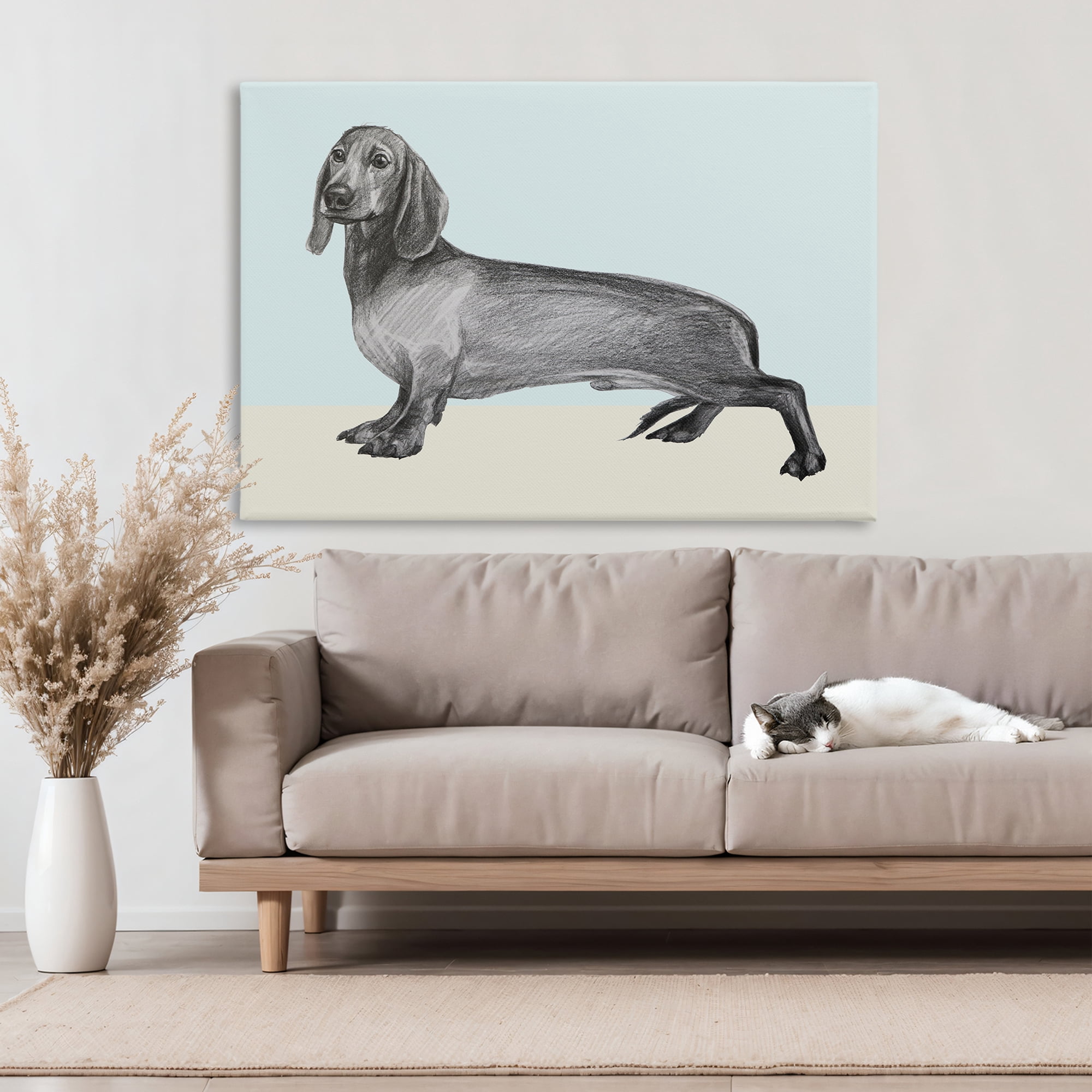 Stupell Industries Sketched Dachshund on Blue Canvas Wall Art, design by Violeta Vollmer