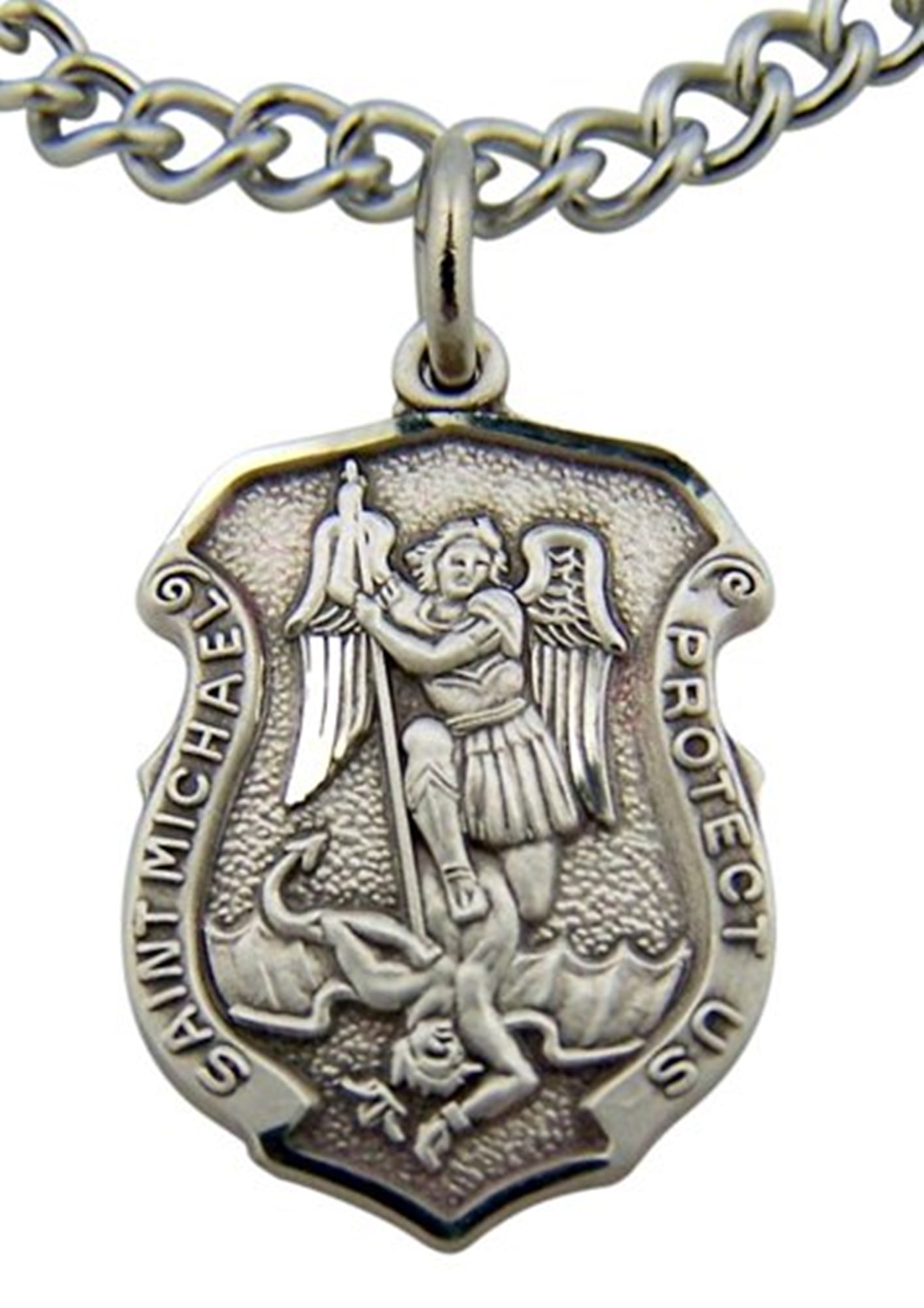 Religious Jewelry - Sterling Silver St Michael Protect Us Badge Medal ...