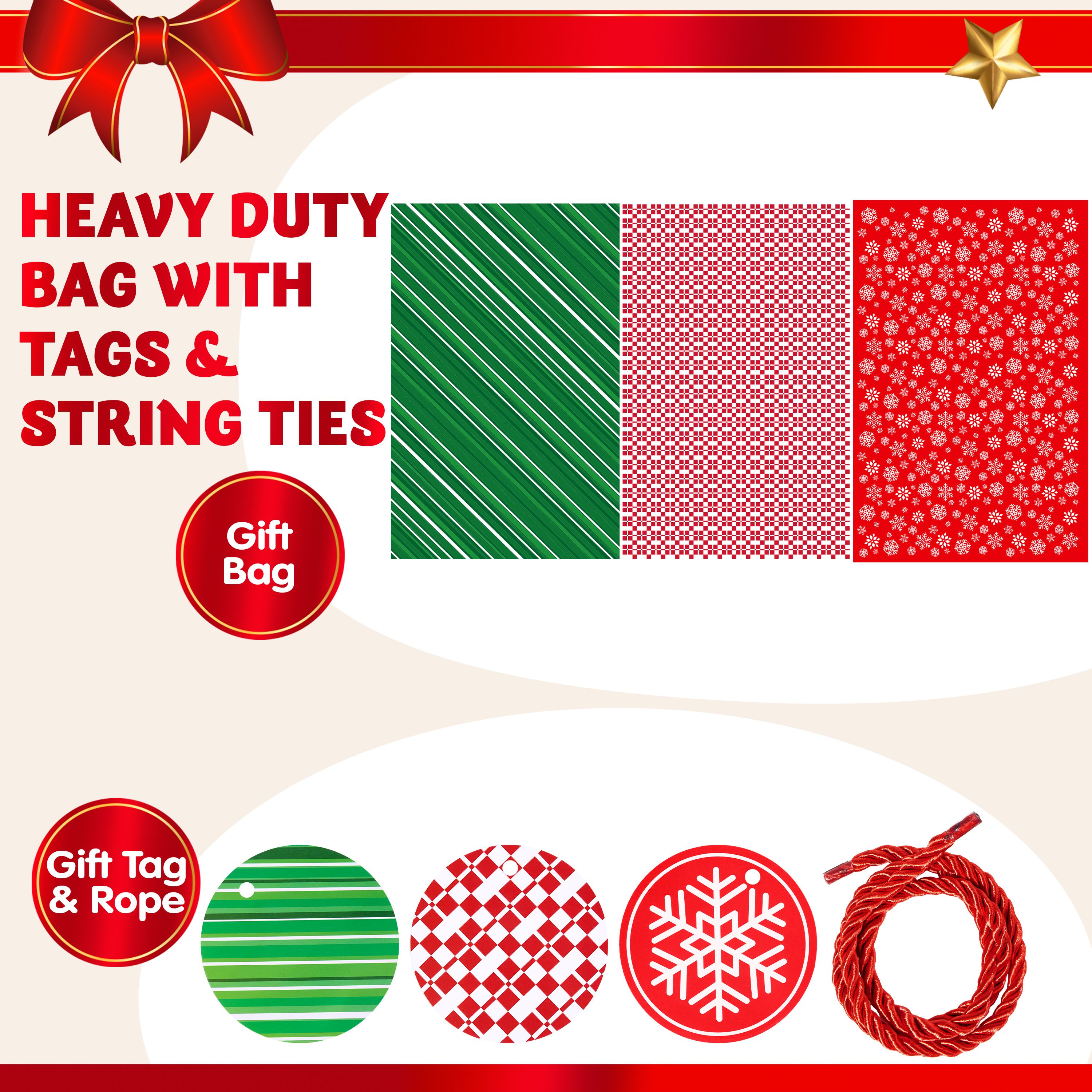Joyfy 3-Piece Jumbo Christmas Gift Bags 56" x 36" photo 2