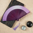 thumbnail image 3 of Ancient Fan Hollow Out with Tassels Vintage Bamboo Folding Fan Decor Ladies Hand Fan Daily Use-Purple, 3 of 7
