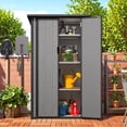 thumbnail image 2 of AECOJOY 30  Cu.ft Outdoor Resin Storage Cabinet with 3 Adjustable Shelves, Small Plastic Storage Shed with Floor Waterproof Storage Building for Tool, Backyard, 2 of 9