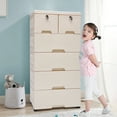 thumbnail image 5 of Miumaeov Plastic Drawers Storage Cabinet with 6 Drawers and Wheels Kids Dresser Space Saving Closet Drawer Tall Dresser Organizer for Clothes Bedroom Furniture, 5 of 13