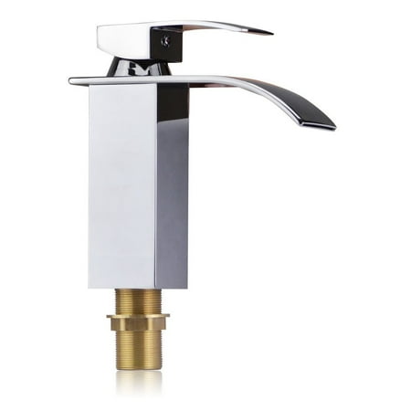- TANBURO Bathroom Faucet Single Handle Contemporary Vanity Sink Faucet Waterfall Bathroom Lavatory Faucet with Extra Large Rectangular Spout (Chrome Finish)