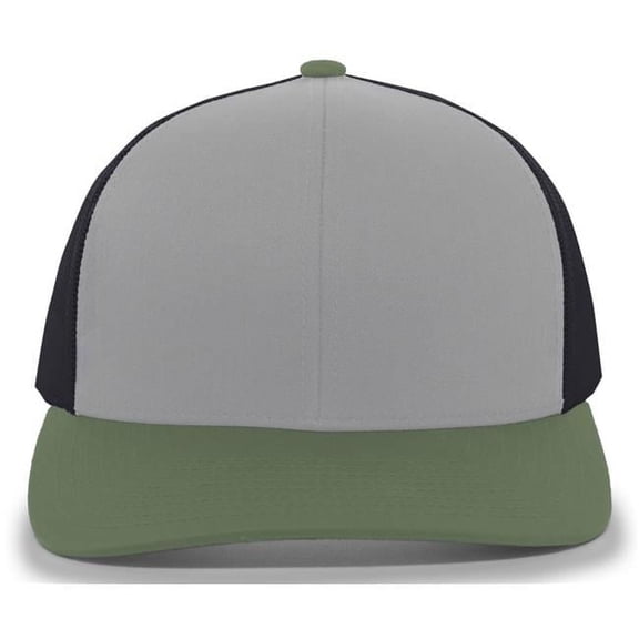 Trucker Snapback Cap - Heather Gray, Light Charcoal & Moss Green - One Size