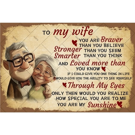 To My Wife Decor Metal Sign To My Life Love Wall Art for Couples 12x16 Inch Husband & Wife Gift Rustic Bedroom Décor Anniversary, Wedding Present