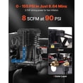 thumbnail image 2 of VEVOR 60 Gallons Heavy-Duty Air Compressor, 3.7HP 8 SCFM at 90PSI Air Compressors Max 155PSI Pressure, Oil-Lubricated Compressor Tank for Industrial Manufacturing,Large Workshops (230V 60Hz, No-Plug), 2 of 9