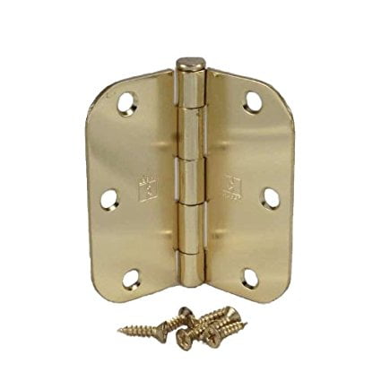 - Pack of 2 Hager 3 1/2 Inch Polished Brass Hinges with 5/8 Radius