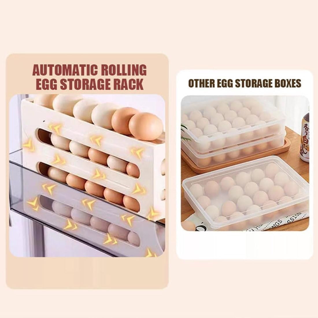 Four-Layer Egg Storage Rack, 4 Tiers Egg Holder for Fridge, Can Store 30 Eggs, Home Four-Layer Egg Holder, Egg Holder for Fridge, Suitable for Kitchen, Cabinets (2Pcs-B)