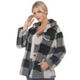 thumbnail image 2 of White Mark Women's Plaid Sherpa Shacket Jacket, 2 of 5