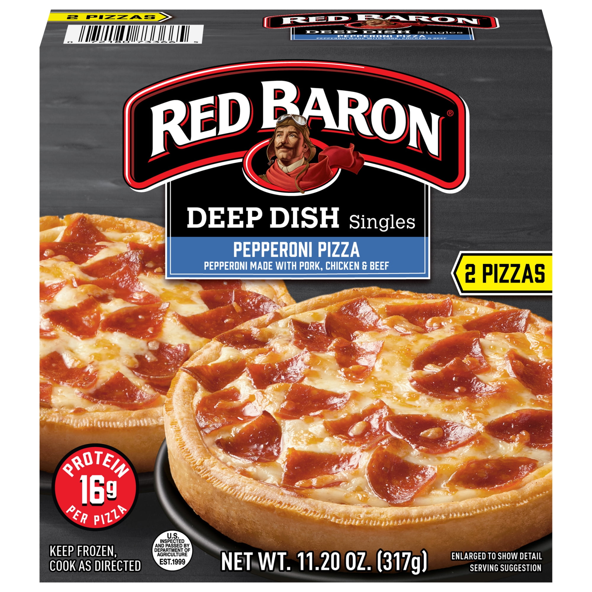Red Baron Pepperoni Deep Dish Singles Frozen Personal Pizza, 11.2 oz 2 Pack