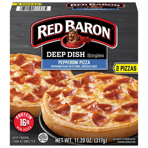 Red Baron Pepperoni Deep Dish Singles Frozen Personal Pizza, 11.2 oz 2 Pack
