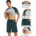 thumbnail image 2 of Ekouaer Mens Pajama Short Sets Short Sleeve Crewneck Pajama Lounge Set Raglan Sleepwear, 2 of 6