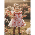 thumbnail image 3 of BemeyourBBs Toddler Baby Girls Tulle Tutu Dress Little Girl Valentines Day Dress Princess Birthday Baptism Wedding Party Birthday Holiday Dress Heart 3D Big Bow Flutter Sleeve A-Line Dress, 3 of 9