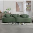 thumbnail image 2 of Aukfa Modern Living Room Curved Upholstered Couch, Sectional Sofa w/ 6 Pillows, Lamb Velvet, Green, 2 of 10