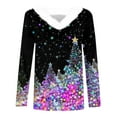 thumbnail image 5 of yoeyez Funny Christmas Tee Shirts for Women White Faux Fur Trim V Neck Shirt Dressy Funny Xmas Tree Snowflake Graphic Tops, 5 of 5