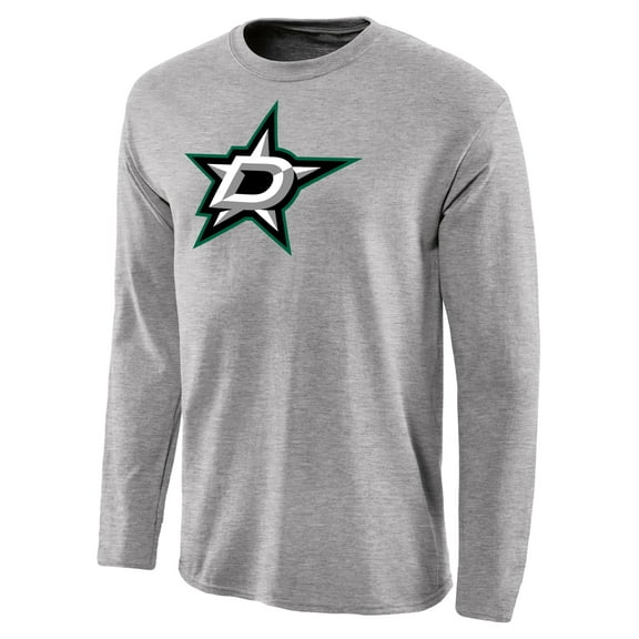 Men's Ash Dallas Stars Team Primary Logo Long Sleeve T-Shirt