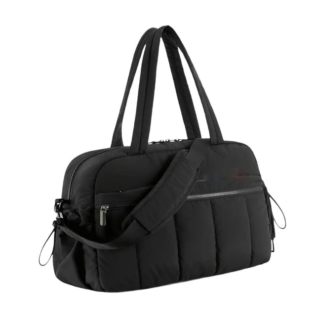 Bolsa de viaje portátil para artículos de aseo, bolsa de gimnasio para mujer, ideal para el fin de semana. Negro