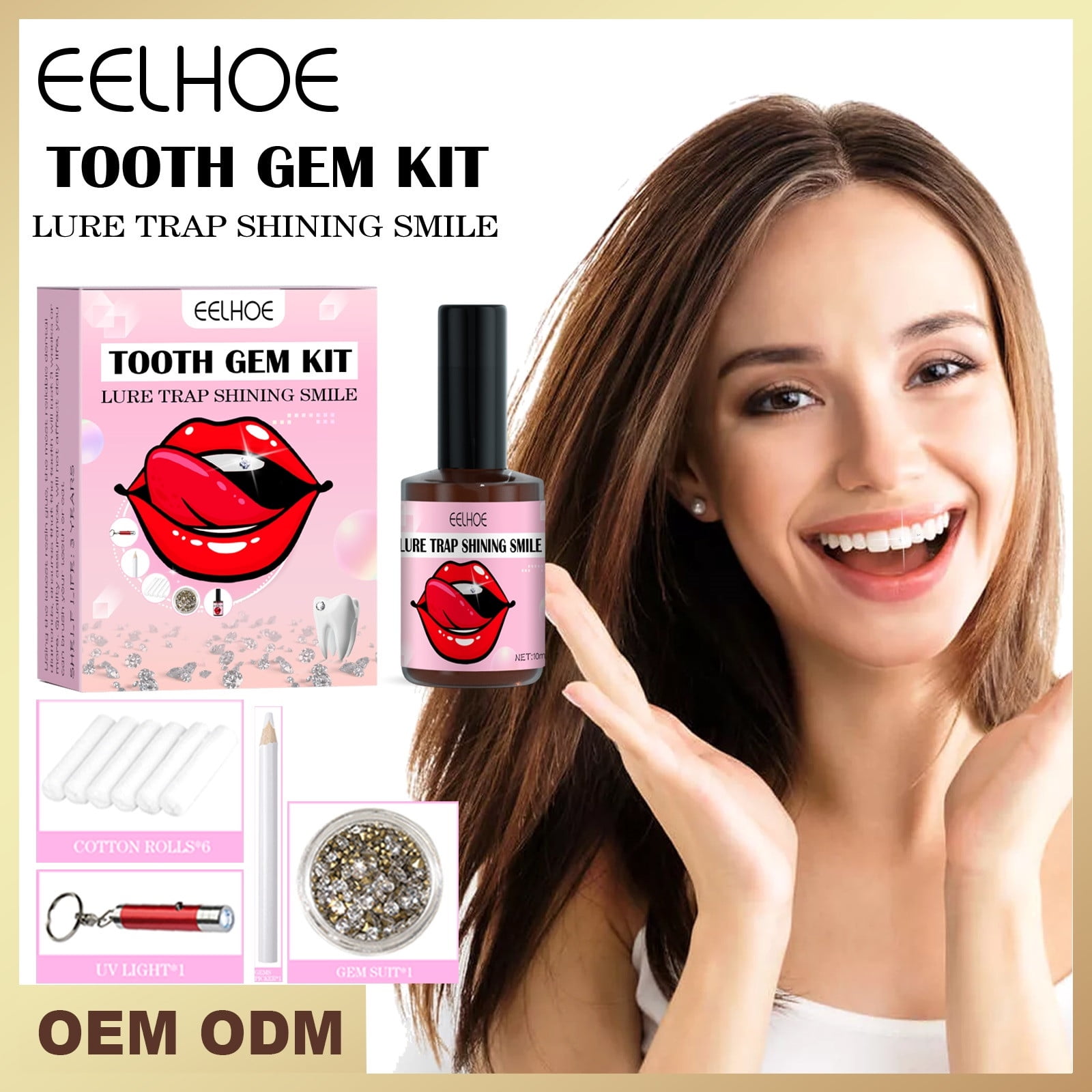 Tooth Gem Kit Fashionable Jewelry Tooth Set with Light and Glue Safe and  Comfortable Tooth Crystal Set for Starter Easy to DIY