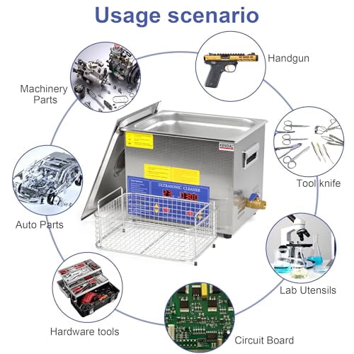 Kendal Commercial Grade 240watts 9L Ultrasonic Cleaner 40kHz with Digital Timer&Heater Cleaning Machine, for Watch Instruments Industrial Parts Excellent Cleaner Solution