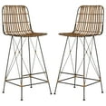 thumbnail image 2 of SAFAVIEH Minerva 29" High Wicker Barstool, Natural/Black, Set of 2, 2 of 10