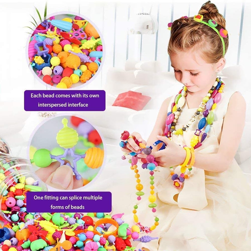 Seenda Snap Pop Beads for Girls Toys - 500 PCS Kids Jewelry Making Kit  Pop-Bead Art and Craft Kits DIY Bracelets Necklace Hairband and Rings Toy  for Girl 