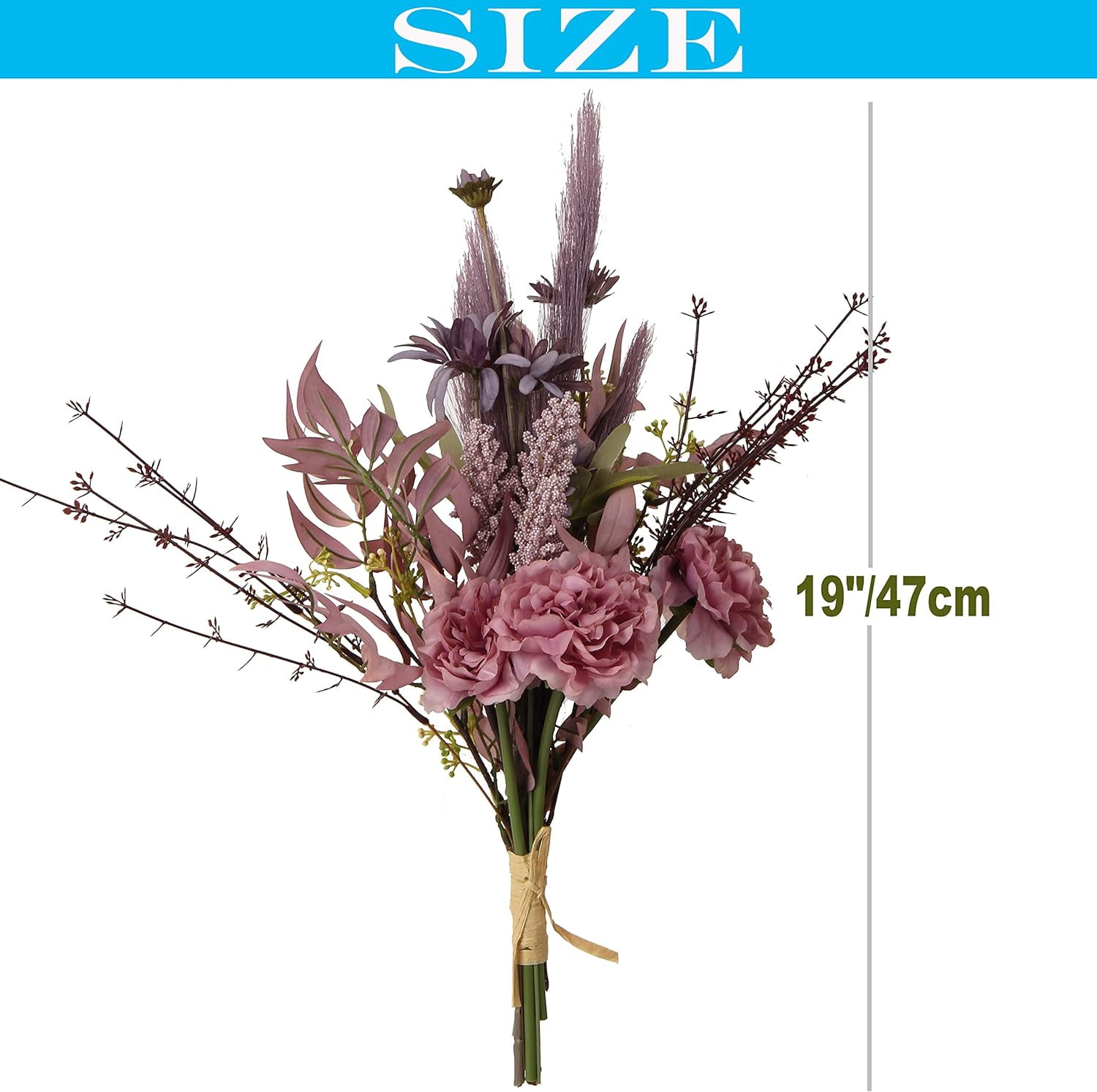 2pcs Boho Style Artificial Flower Bouquets,17 Inch Bohemian Style Fall Flower Wedding Bouquets for Bridal Bridesmaid,Rustic Home Décor Centerpiece(Orange Color Scheme)