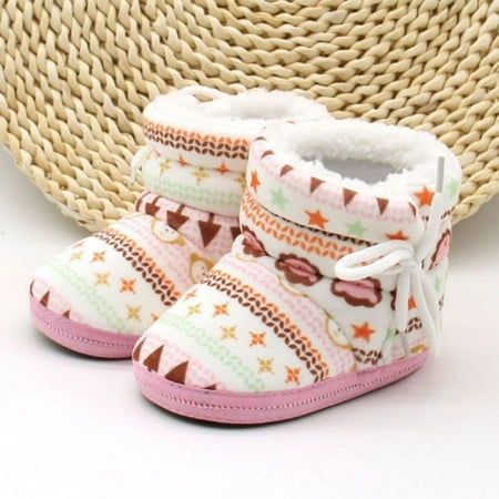 

Savlot Newborn Baby Boy Girl Winter Warm Soft Fleece Booties Toddler First Walkers Winter Ankle Crib Shoes Gift