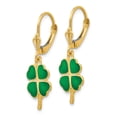thumbnail image 2 of 14k Enameled Clover Leverback Earrings in 14k Yellow Gold, 2 of 3