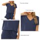 thumbnail image 4 of Conjunto de pijama de manga corta para mujer, conjunto informal de salón de 2 piezas con cuello en V y cordón elástico para primavera y verano, azul L, 4 of 5