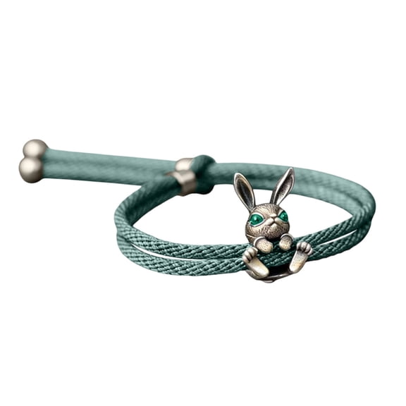 HOARBOEG Adjustable Green String Bracelet, Cute Bunny Bracelets, Spring Jewelry Gift for Women