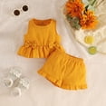 thumbnail image 2 of mgoYE Toddler Baby Girl Clothes Cute Outfits Girls Linen Bow Tank Tops Ruffled Shorts Set Spring Summer Clothes for Kids, 2 of 5