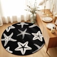 thumbnail image 2 of Round Area Rugs Collection 4 Ft, Black Starfish Coastal Non-Slip Residential Carpet, Nautical Summer Ocean Abstract Art Indoor Crawling Mats Runner Rugs for Living Room/Dining Room/Bedroom, 2 of 9