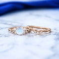 thumbnail image 4 of Round Cut Moonstone & White Diamond Ring Set in 14K Rose Gold Vermeil- Promise Ring- June Birthstone, 4 of 6