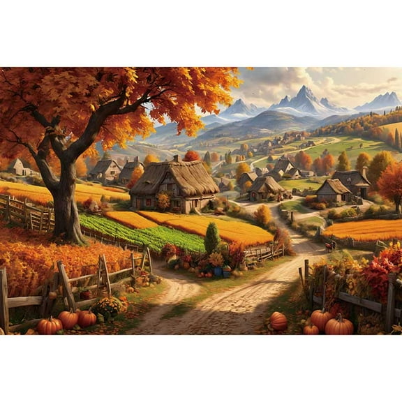 Autumn Village Photography Backdrop Home ration Background Rural Harvest Landscape Photobooth Props for Photoshoot
