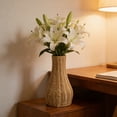 thumbnail image 4 of Rattan Vase for Flowers, 13.78" Rustic Woven Wicker Vase for Boho Home Decor, Dark Brown Imitation Rattan Flower Basket, Farmhouse Desktop Centerpiece for Pampas Grass, Dried Floral Arrangement, 4 of 6