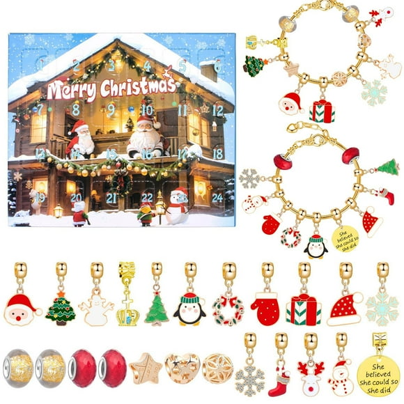 Advent Calendar 2024 Christmas Advent Calendar 2024 2024 Christmas Advent Calendar Gifts, DIY Bracelet Making Kit for for Child Adult, 24-Days Christmas Countdown Calendar Jewelry Gifts