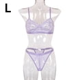 thumbnail image 1 of Encaje sexy conjunto de ropa interior sujetador ropa interior regalo para mujer, morado claro, L 2 piezas AweSitey XX000054-50, 1 of 7