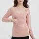 thumbnail image 2 of Blusas para mujer,Camiseta de invierno de manga larga con cuello redondo para mujer, informal, lisa, de tejido elástico suave, cómoda para uso diario, sopatenor, 2 of 8