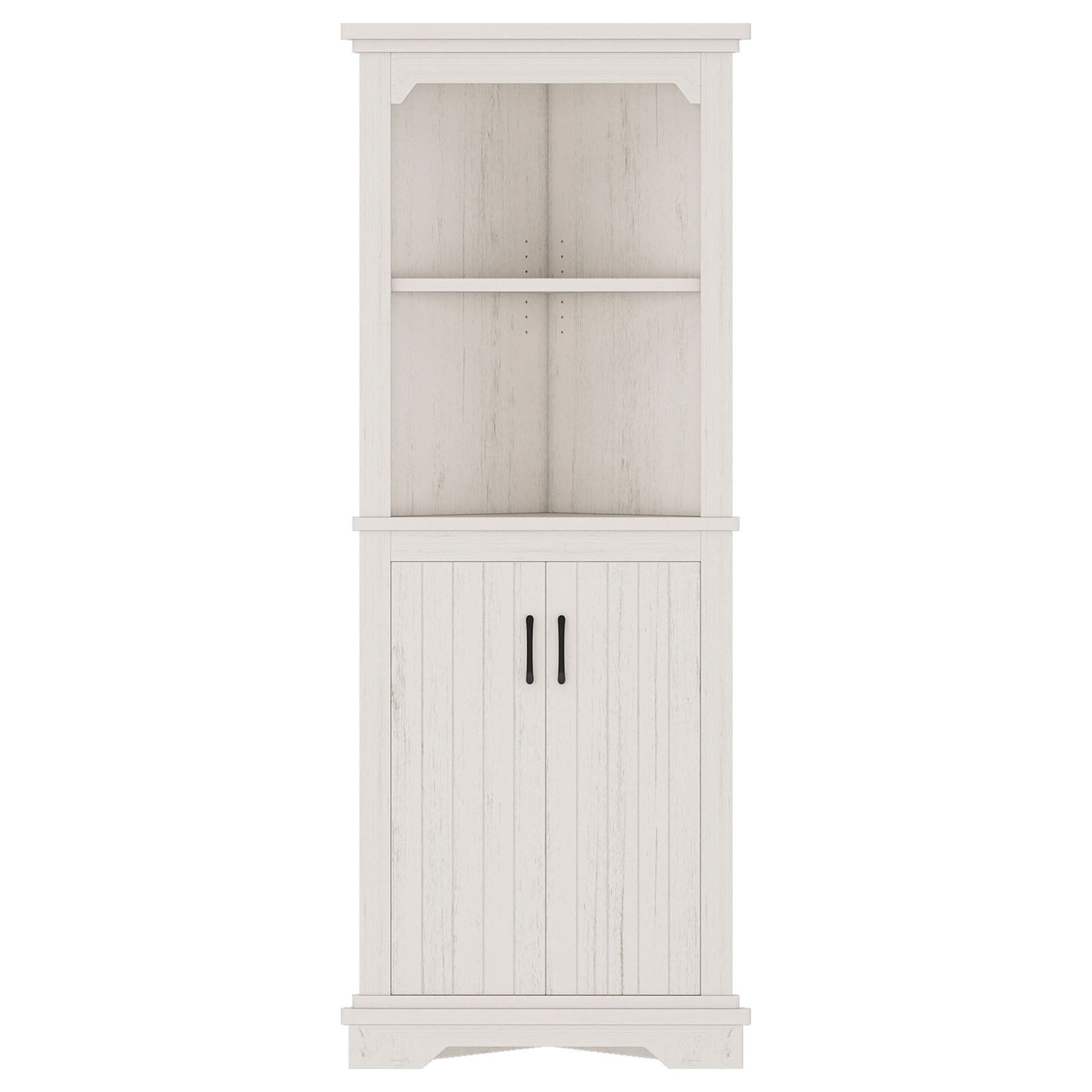 S-HOME Ample Storage Tall Corner Cabinet with Doors and Shelves For Living Room or Bathroom Stylish MDF Furniture, Beige
