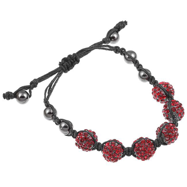 Adjustable Rhinestone Czech Pave Crystal Ball 4 Beads Hand-Woven Bracelet 10mm 
