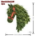 thumbnail image 3 of 2pcs Horse Head Wreath, Christmas Wreaths for Front Door, Equestrian Door Decor, Handmade Front Door Decoration, All-Season Display, Elegant Home Accent, Festive Equestrian Gift, 3 of 9