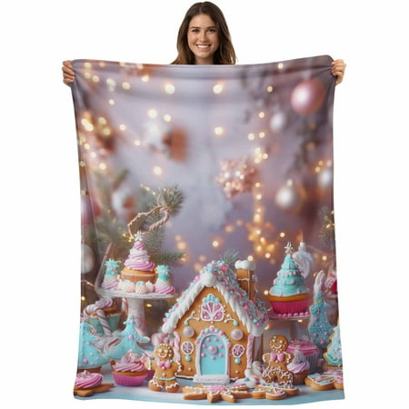 Gingerbread Man House Christmas Throw Blankets Winter Teal Pink Soft Fleece Blanket Decorative for Home Sofa Couch Chair Living Bedroom 40×50 inches Gingerbread Man House Christmas Throw Blankets Winter Teal Pink Soft Fleece Blanket Decorative for Home Sofa Couch Chair Living Bedroom 40×50 inches