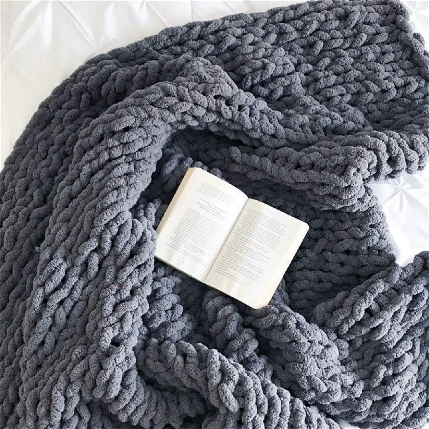 Lowestbest Chunky Knit Blanket, Handmade Warm Soft Throw Blanket, Cable Knit Blanket - Dark Grey (47" x 59") Lowestbest Chunky Knit Blanket, Handmade Warm Soft Throw Blanket, Cable Knit Blanket - Dark Grey (47" x 59")