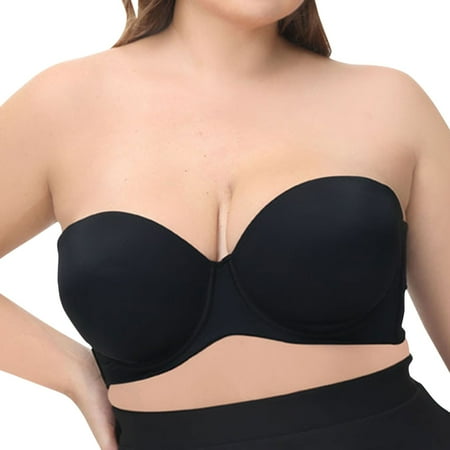Sopiago Women s Underwire Contour Multiway Full Coverage Strapless Bra Plus Size Black 2XL