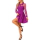 thumbnail image 4 of INSPIRE CHIC Vestido de fiesta con cuello retro y mangas de malla transparente para mujer color púrpura M, 4 of 5