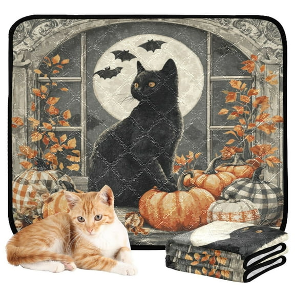 Qxltty Halloween Kitten Cat litter Pads Pet Set of 3 Diaper Mats Center Anti-leakage Layer Absorbent Soft and Comfortable