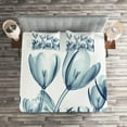 thumbnail image 2 of Ambesonne Teal White Quilted Coverlet 3 Pcs, Flower X-Ray Picture, King Size, Teal White, 2 of 2