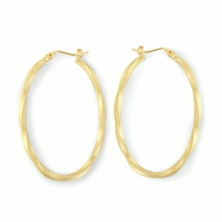 Gold Double Twist Hoop - With a Twist Gold Twisted Oval Hoop Earrings